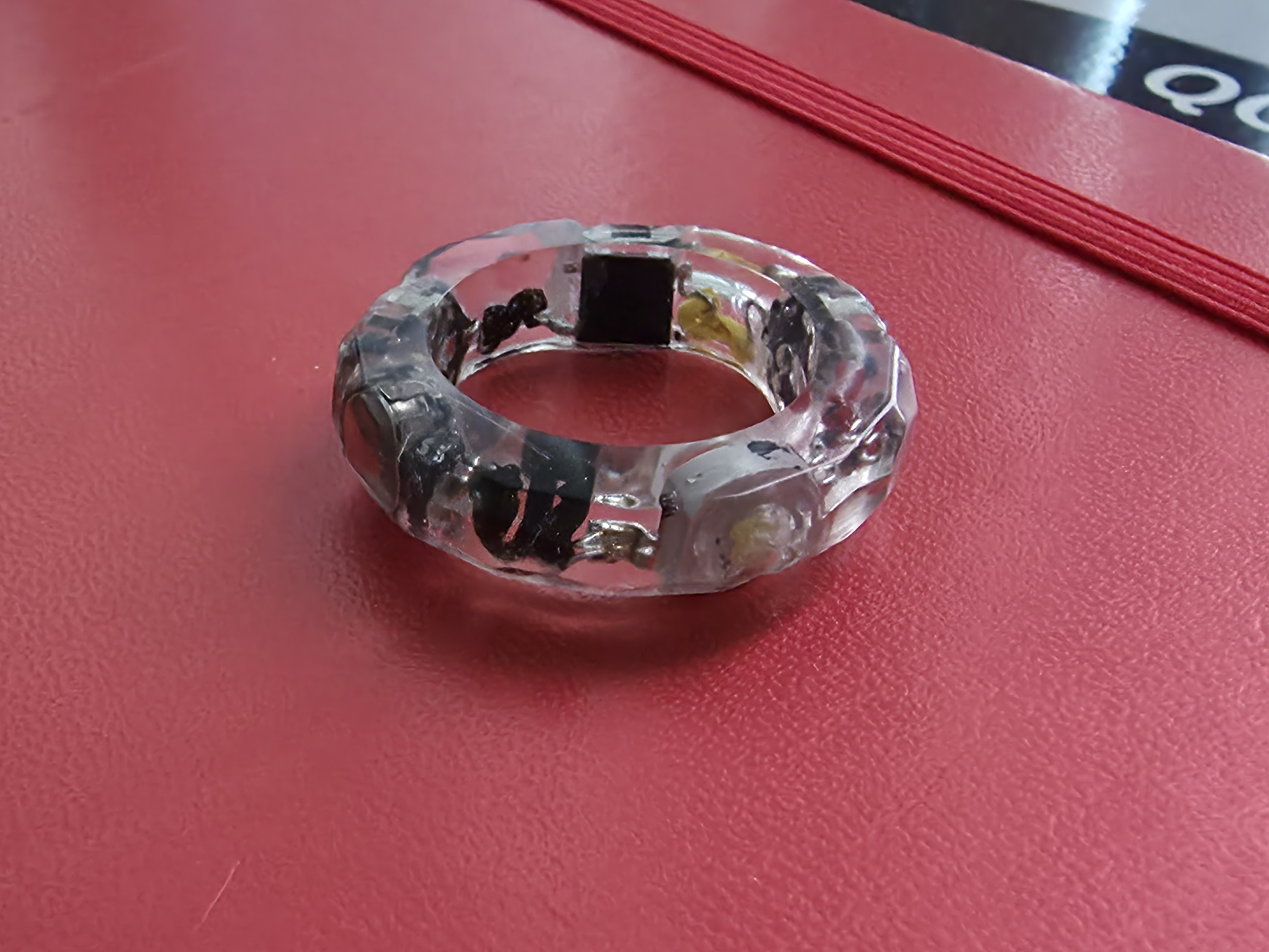 Light Ringz Prototype No. 2 — The Rechargeable, clear resin ring with embedded battery and electronics